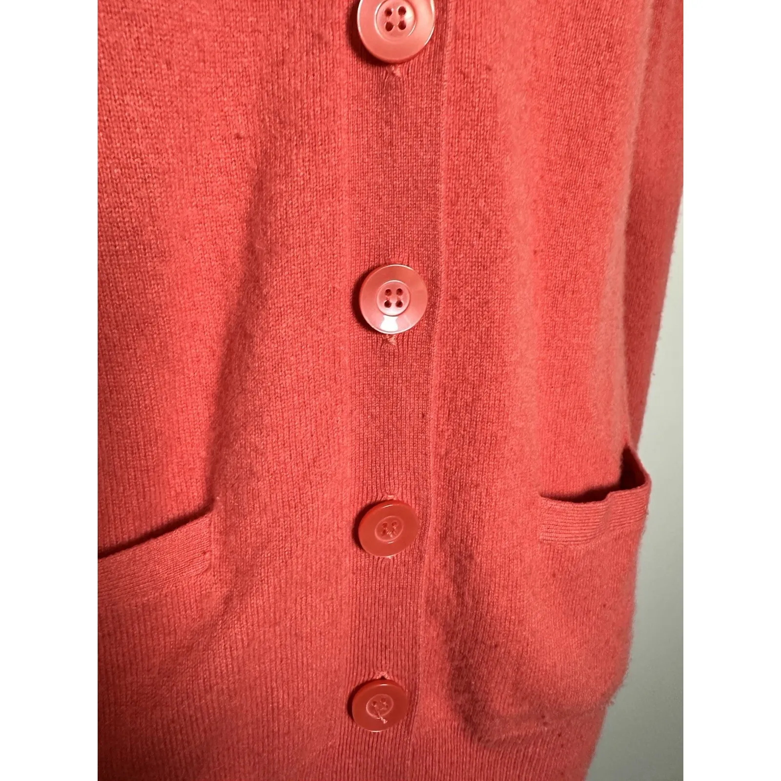 Lilly Pulitzer 100% Cashmere Longline V-Neck Cardigan Sweater Coral XS - Image 3