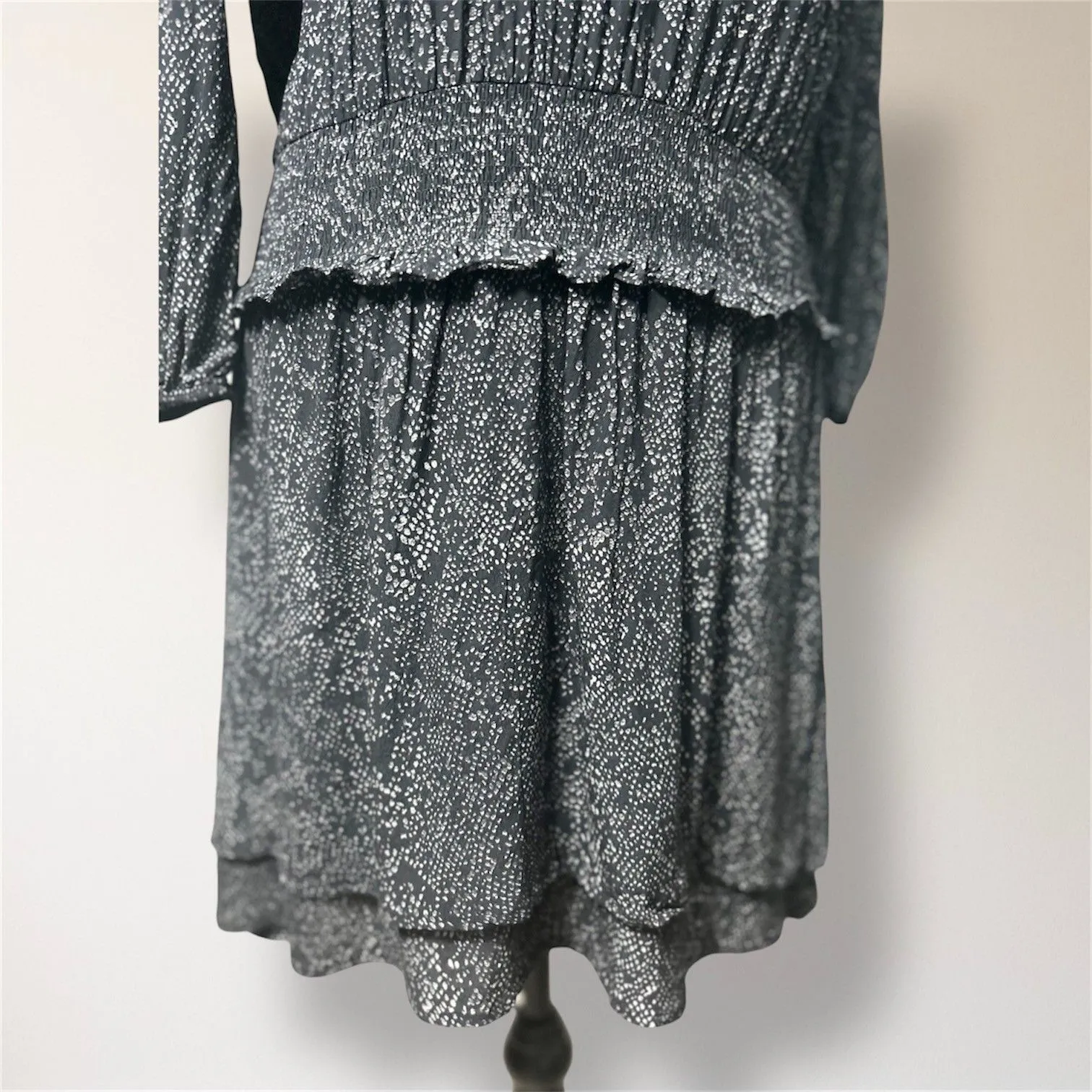 Rails Black Python Inez Mini Dress Smocked Waist Long Sleeve Pullover Boho Small - Image 10