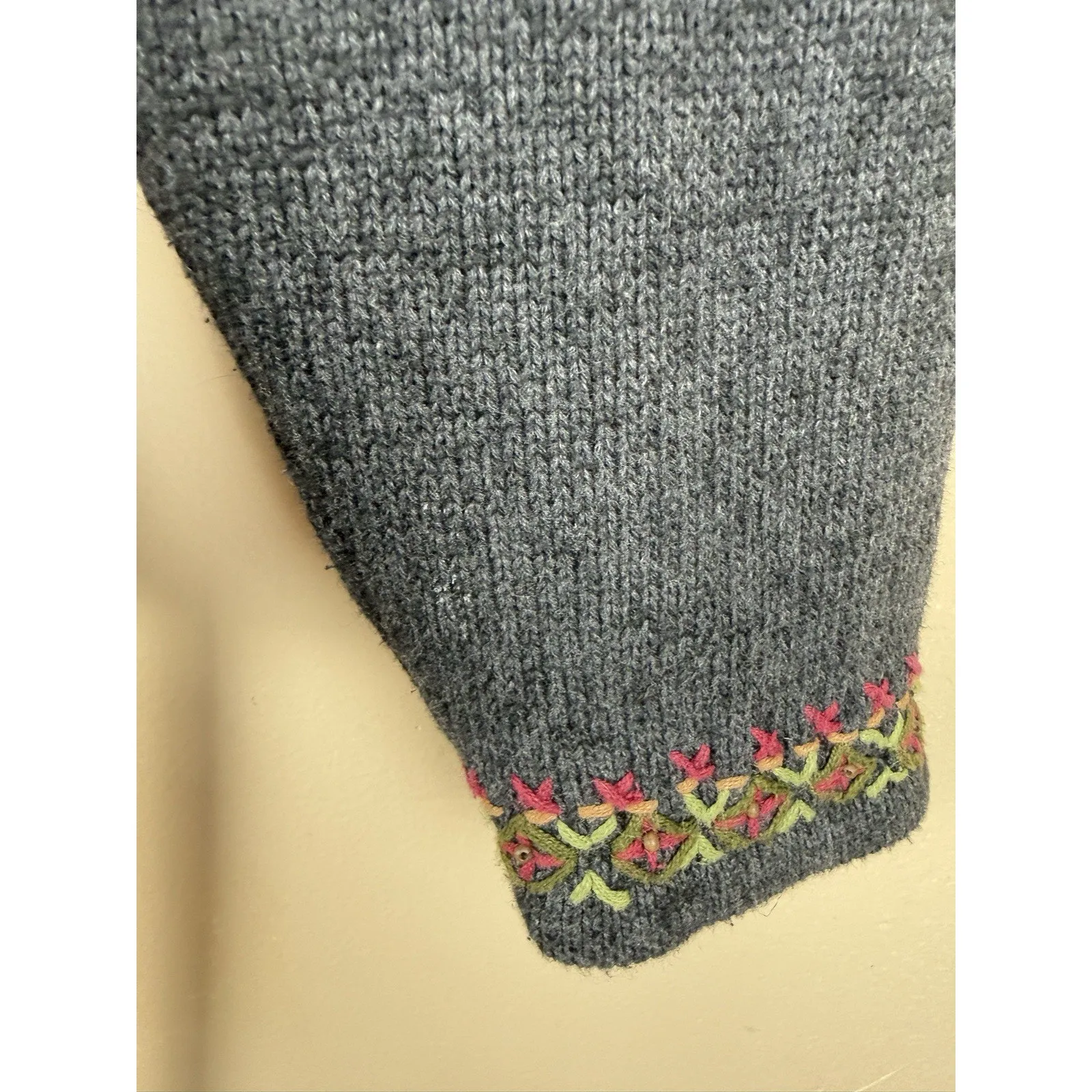 Vintage Timberlea Women’s Quarter Zip Sweater Cardinal Embroidery Knit Size L Gray Size L - Image 5