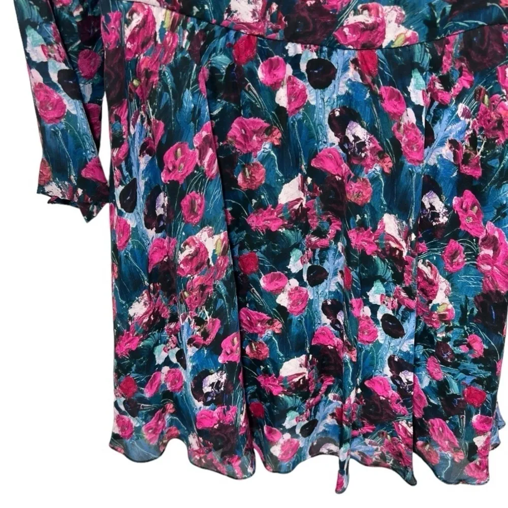 Haute Hippie Floral Print Silk Henley Shirt Dress‎ S - Image 9