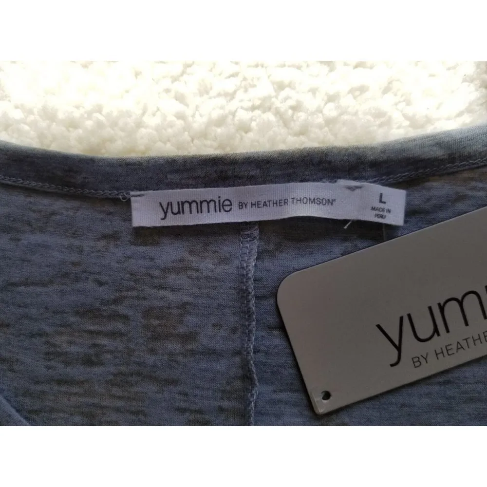 Yummie by Heather Thomson Jersey Burnout Tee w/Side Vents Lt Blue Women's Size L Size L - Image 2