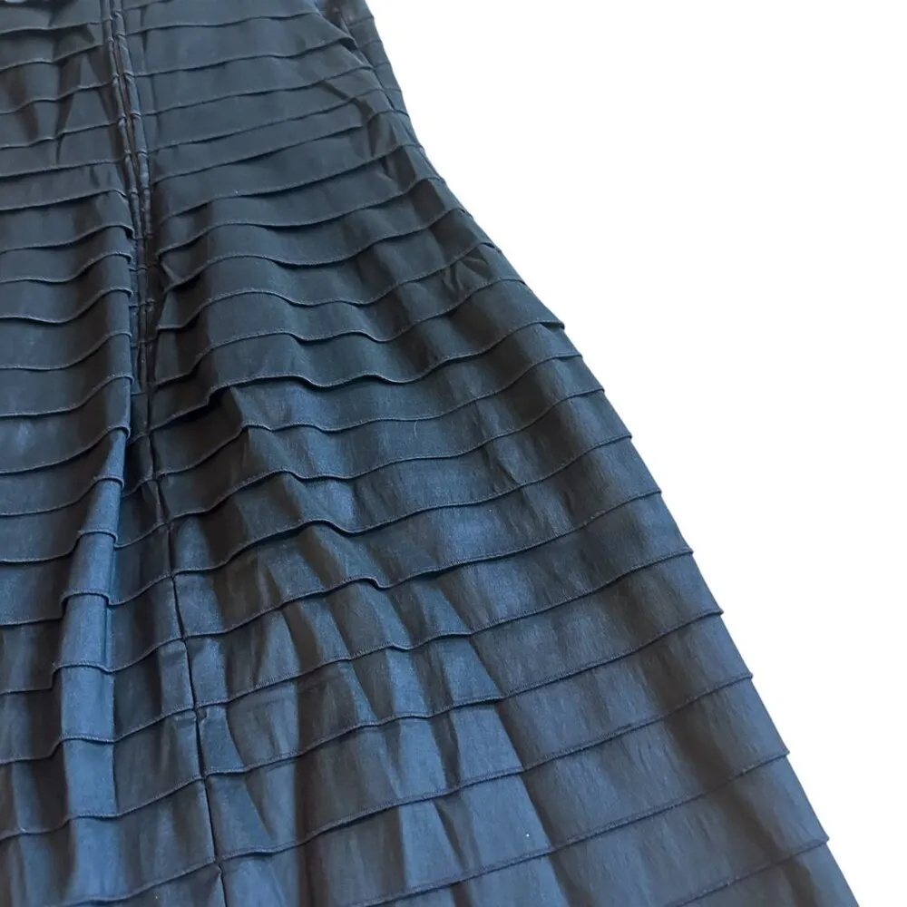 Tadashi Shoji Navy Tiered Sheath Dress Rosette V-Neck Short Sleeve Size 10 Women - Image 2