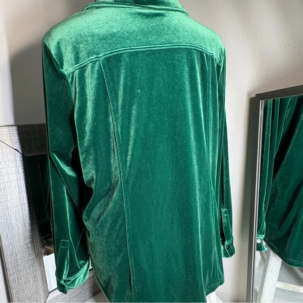 Belle by Kim gravel crushed velvet big shirt size 2X woman’s Green - Image 8