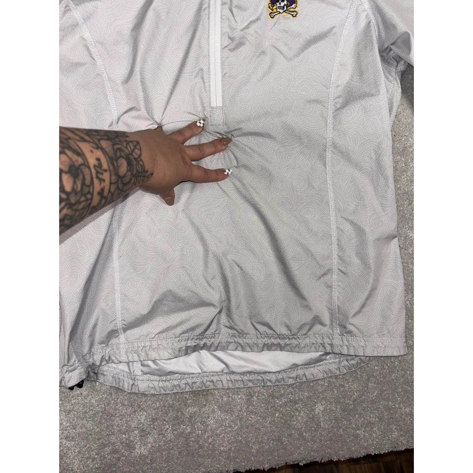 Women's Peter Millar Pullover 1/4 Zip wind Gray‎ Print ECU Eastern Carolina - Image 5