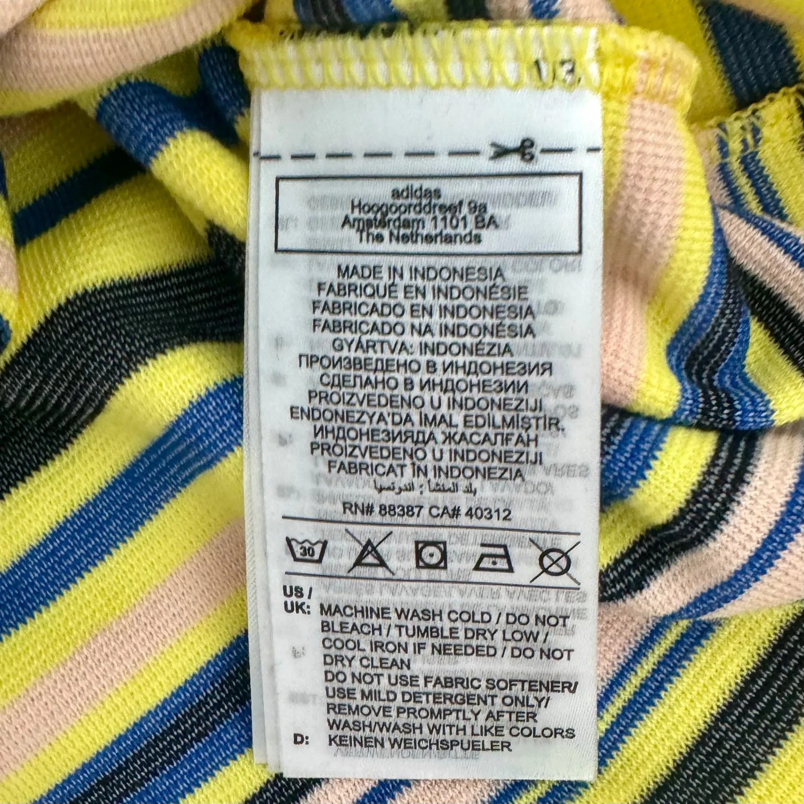 Y2K adidas Originals Striped Polo Towel Terry Dress Yellow Blue JC5329 Small - Image 9