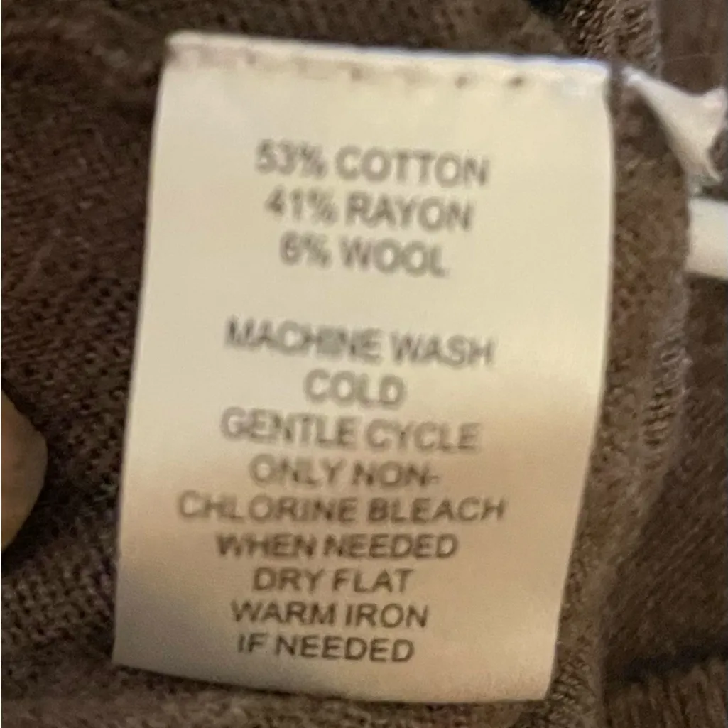 Loft Brown V Neck Long Sleeve Sweater Eclectic Grandpa Neutrals Layering Size M - Image 4