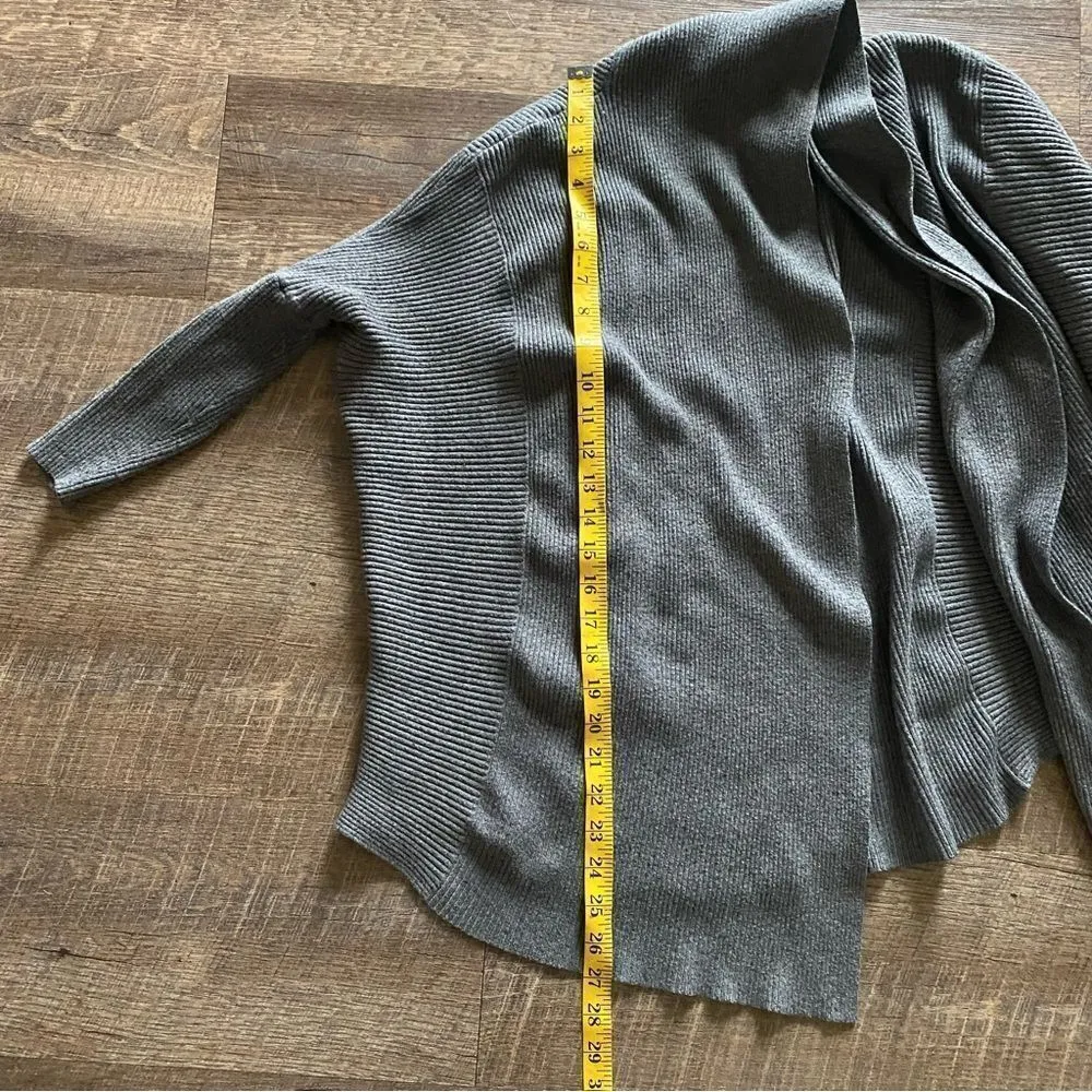 ZARA Ribbed Cardigan Sweater Gray Drop Shoulder Medium Slouchy - Image 6