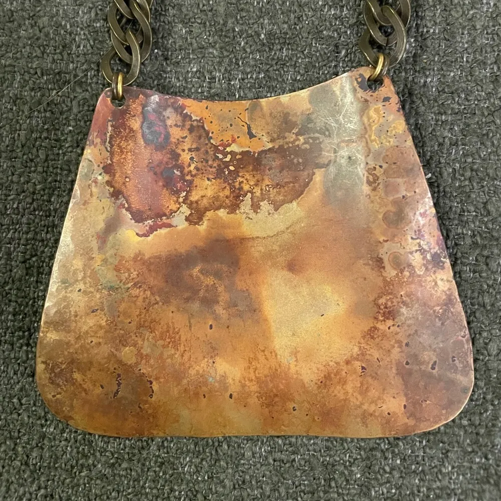 Sibilia Brass Statement Necklace Copper Red Like New Gold - Image 4