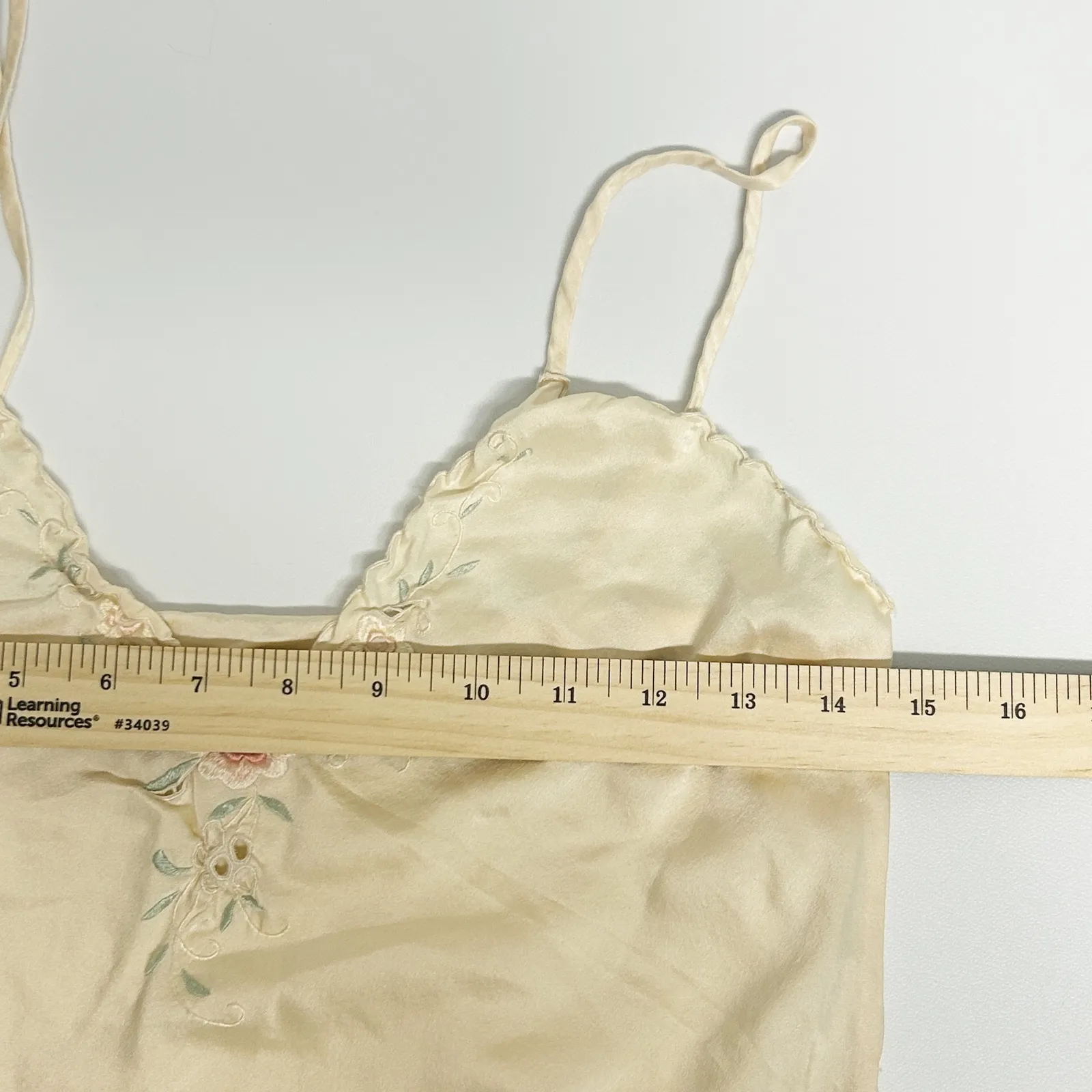 Silk Mirage Vintage Fairycore Silk Teddy Lingerie Bodysuit Embroidery Floral Tan Size XS - Image 8