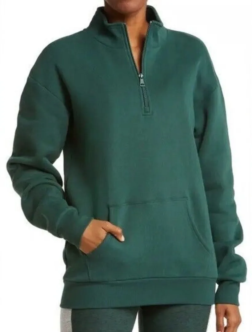Beyond Yoga Long Sleeve 1/4 Zip Recharge Pullover Sweatshirt Forest Green Small - Image 1