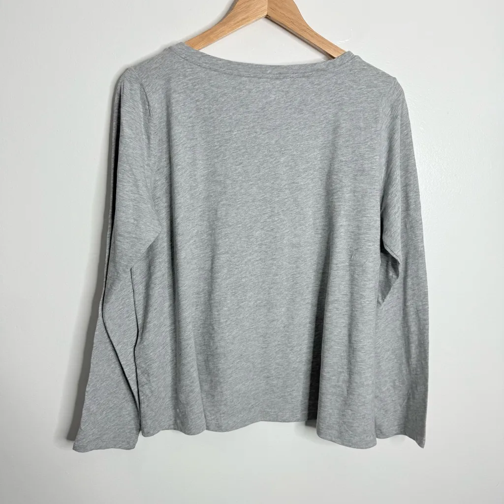 NWOT Eileen Fisher Organic Cotton Jersey‎ Long Sleeve Tee Light Gray Size Large - Image 2