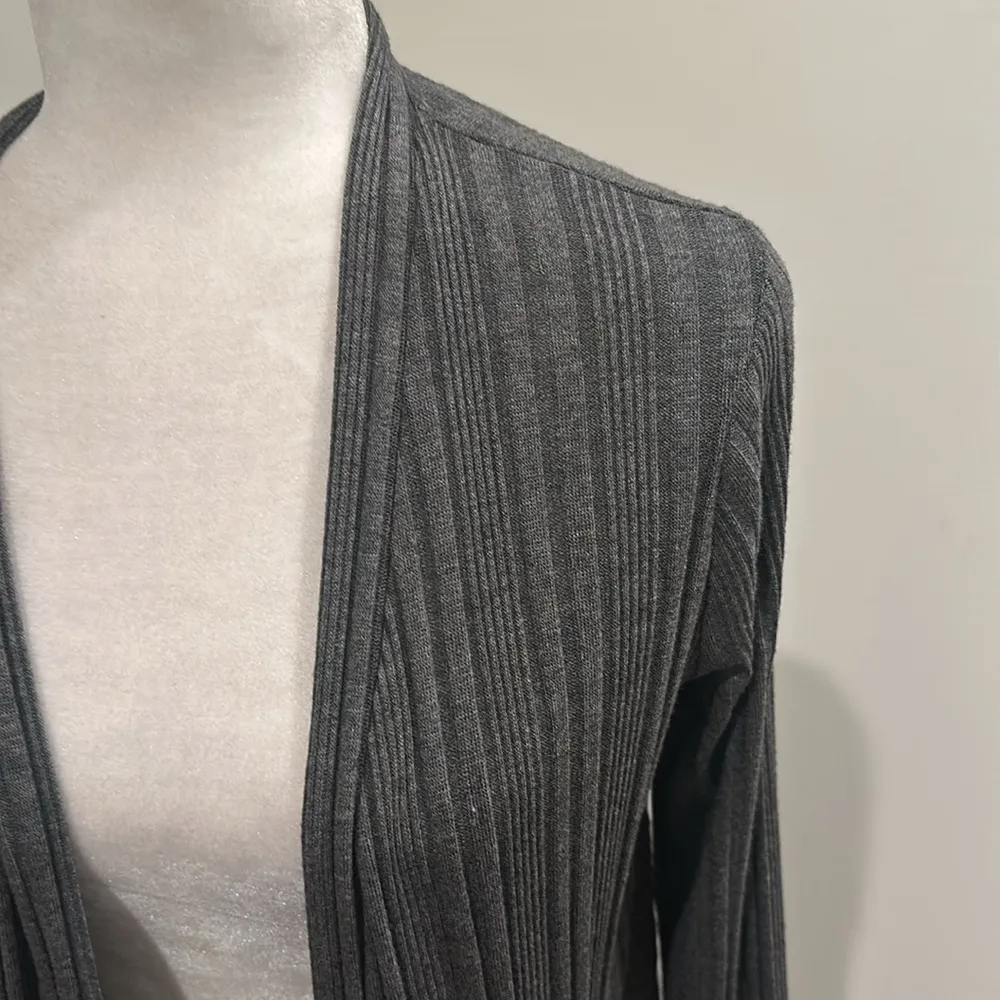 NWT Evereve Peyton Jensen Gray Open-Front Long Cardigan Sz M - Image 2