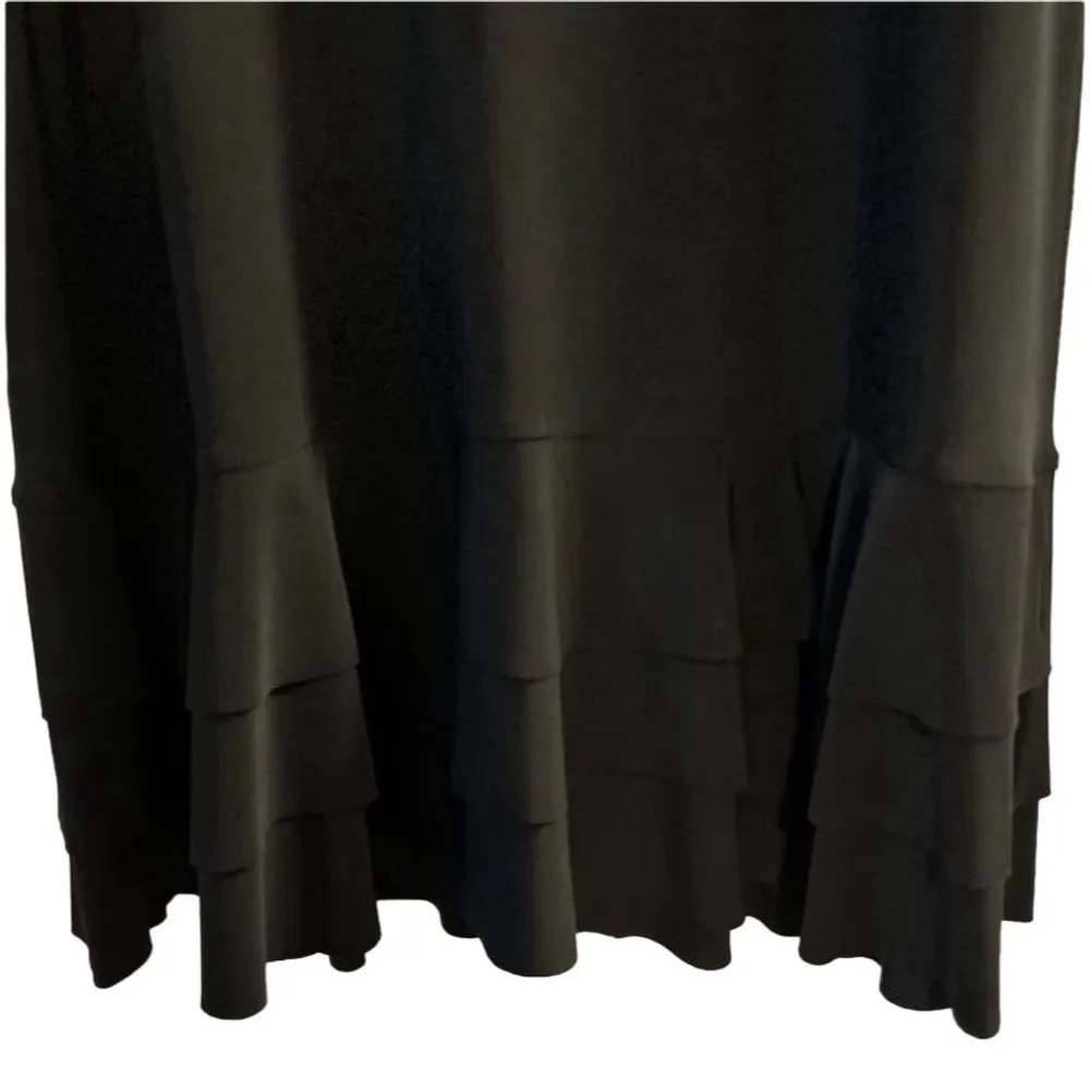 American Living Women's Off-Shoulder Black Ruffle Midi Dress Stretch Size 6 - Image 6