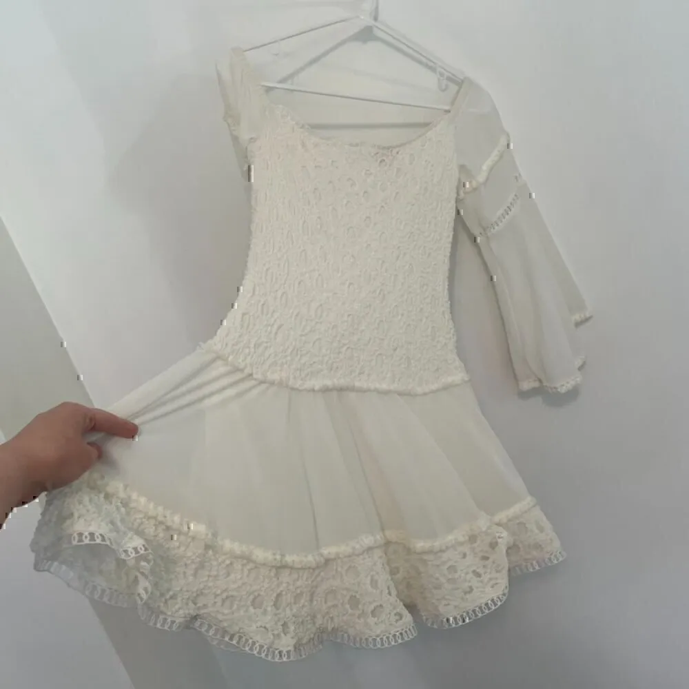 VENUS Lace Bell Sleeve Off Shoulder Dress White Crochet Trim 3/4 Sleeve Mini 10 - Image 8