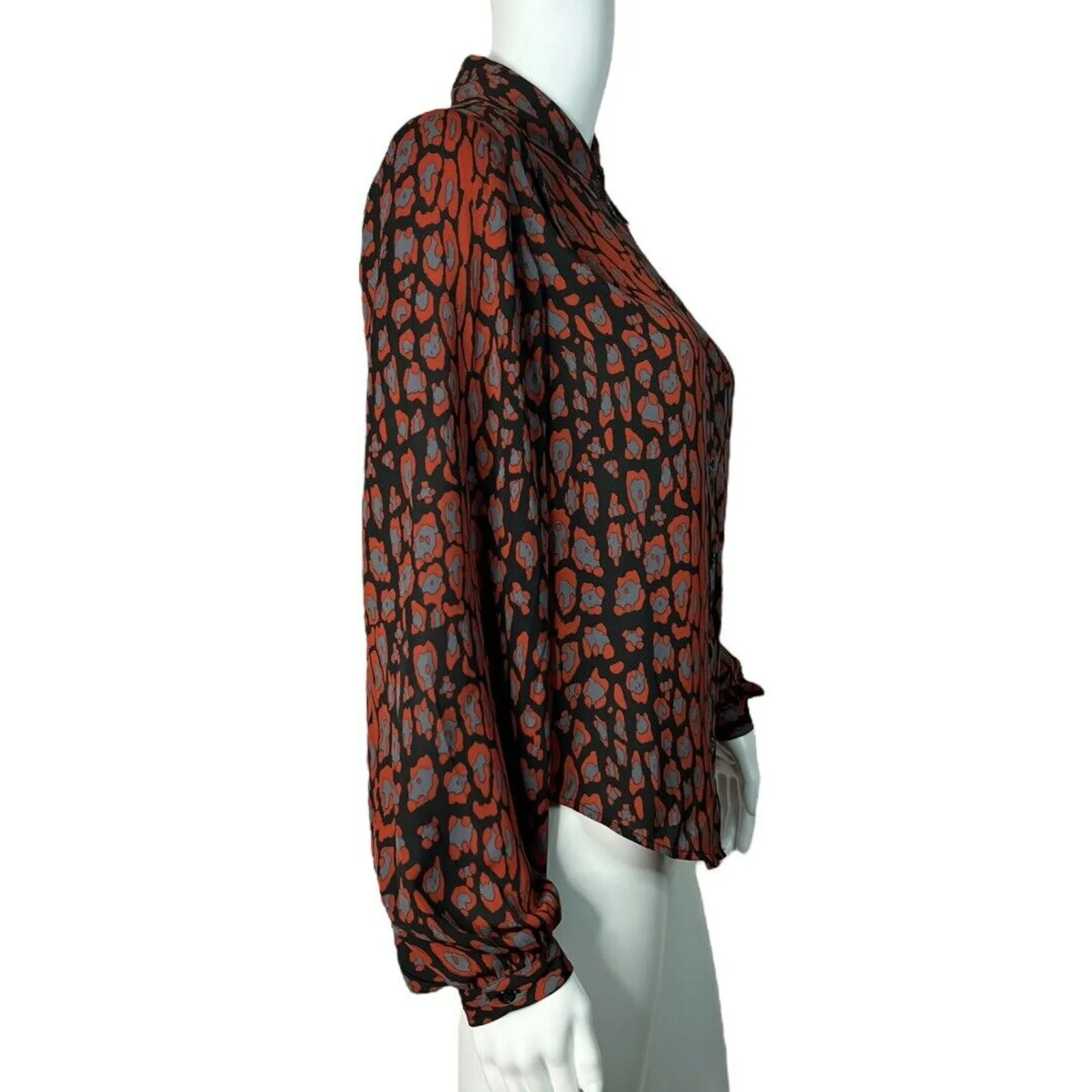Bardot Shirt Womens 4 Red Black Gray Mona Leopard‎ Blouse Edgy Chic Bohemian - Image 2