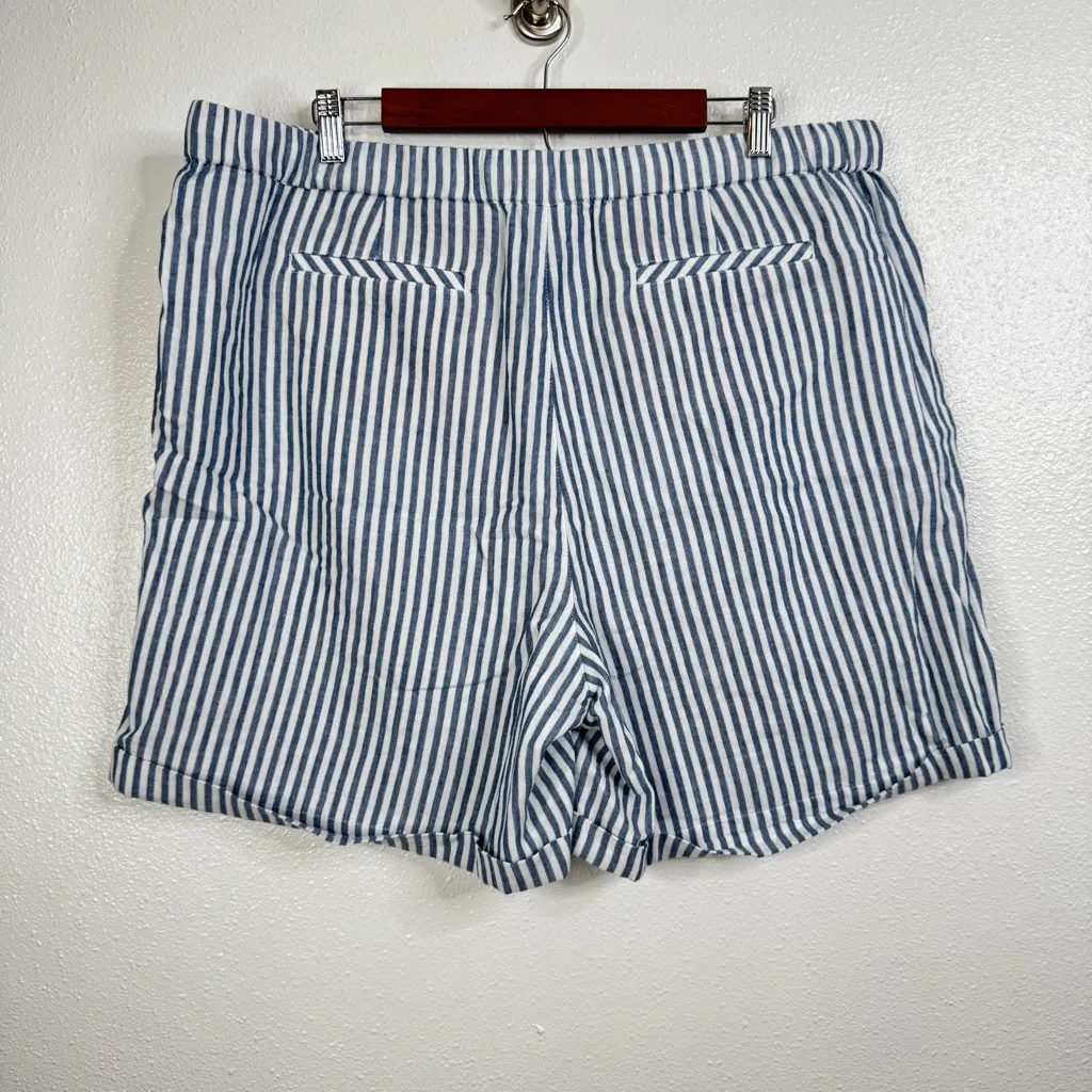 J. Jill 100% Cotton Striped Pull On Shorts Size Xlarge Blue - Image 2