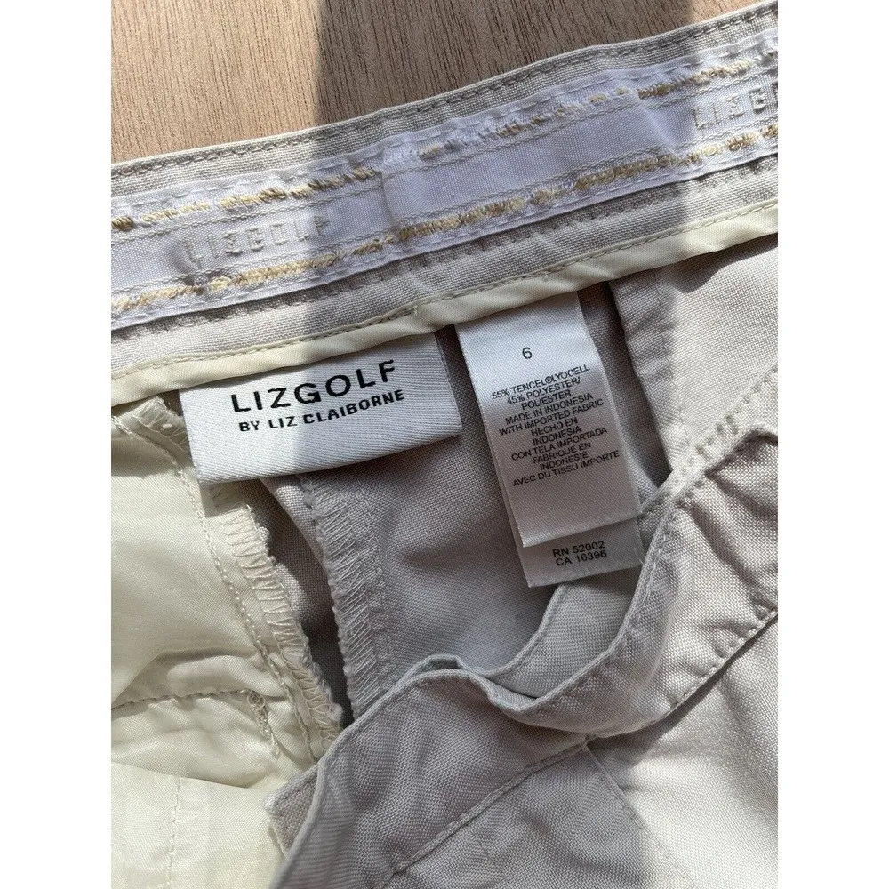 Liz Golf Khaki High Rise Pleated Tencel Lyocell Shorts Women’s Size 6 Tan - Image 7