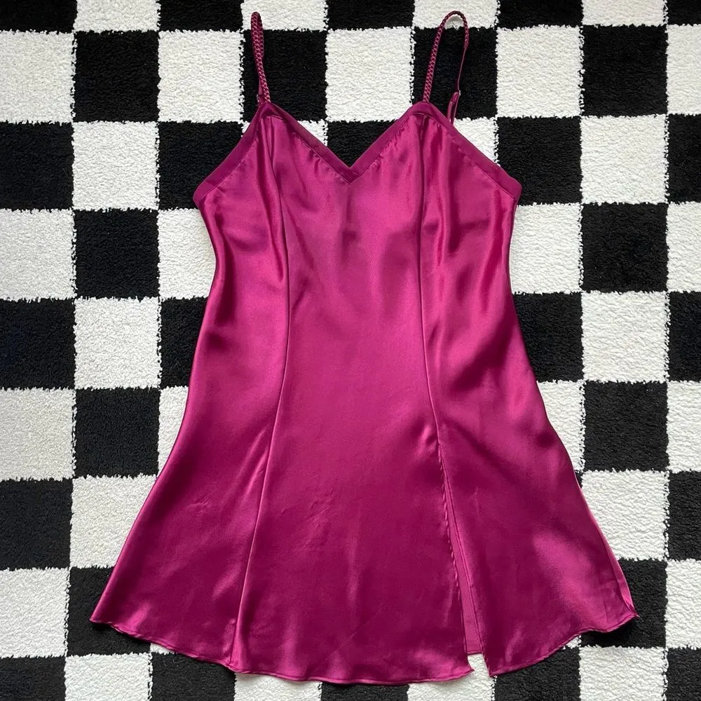 80s Victoria’s Secret Plum Satin Slip - Image 2