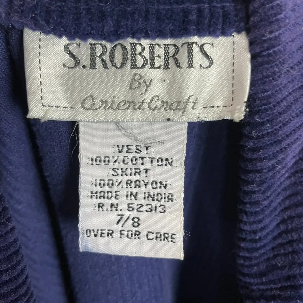 Vintage 90s Dress Floral Rayon Skirt Corduroy Vest Momcore Retro Sleeveless Blue Size M - Image 7