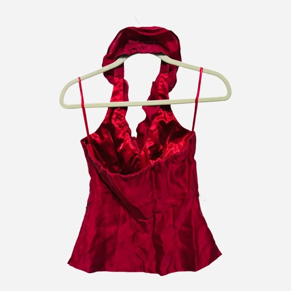 White House Black Marker 100% Silk Red Corset Top Size 4 Whimsigoth Vampire Core - Image 3