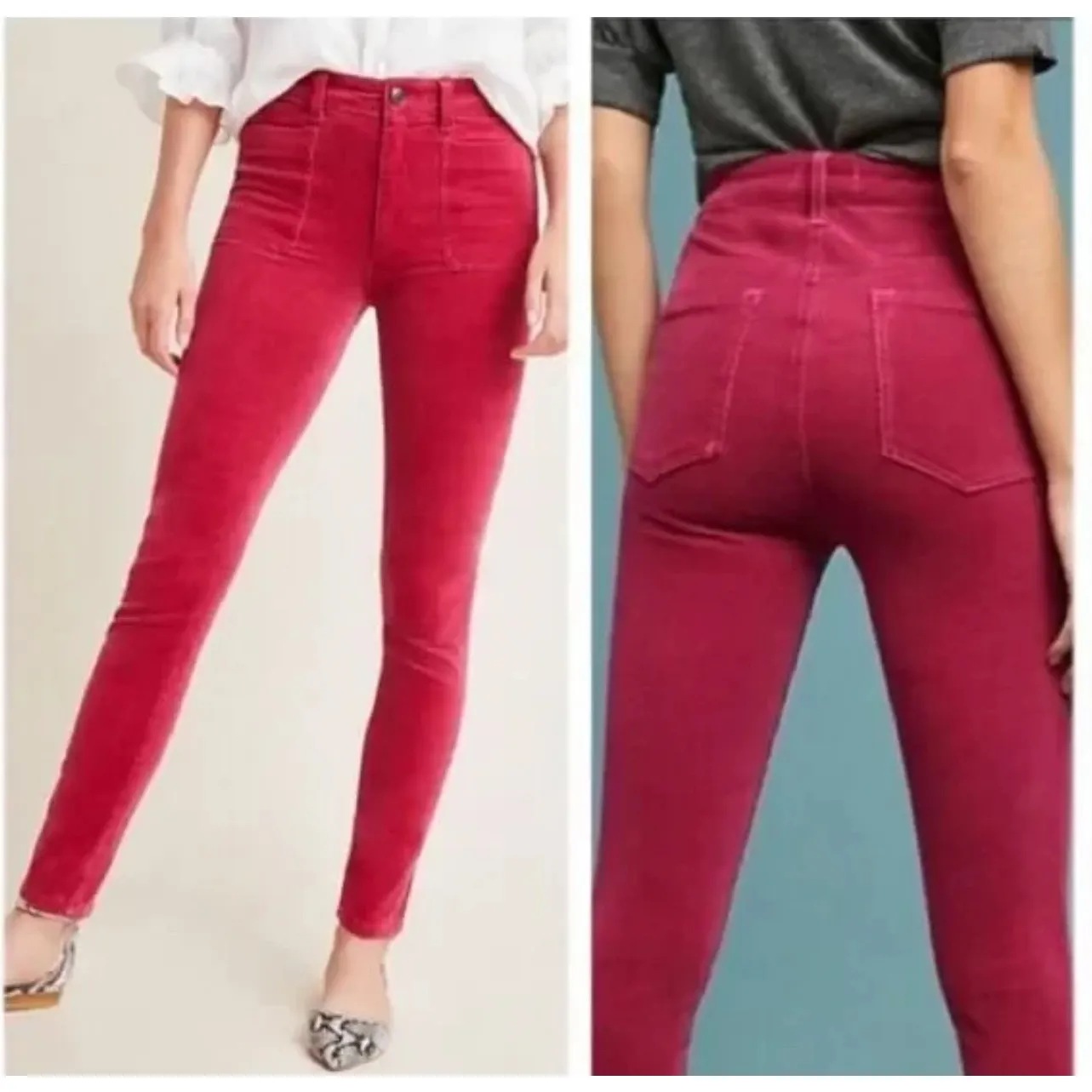 Anthropologie Pilcro High-Rise‎ Skinny Jeans Magenta Size 29 - Image 2