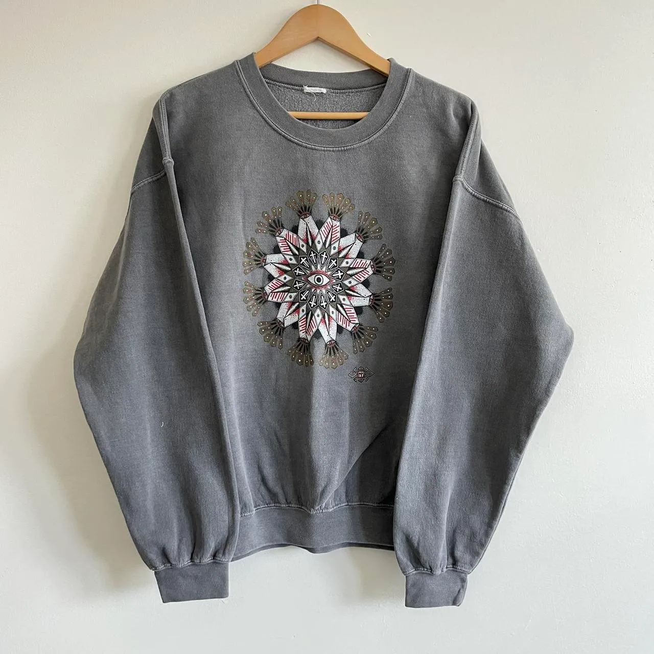 Faded Grey Abstract Floral Sweatshirt - Image 2