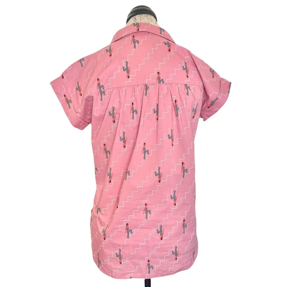 Bonobos Womens Riviera Button Up Shirt Blouse Rachel Levit Ruiz XS Pink Western - Image 9