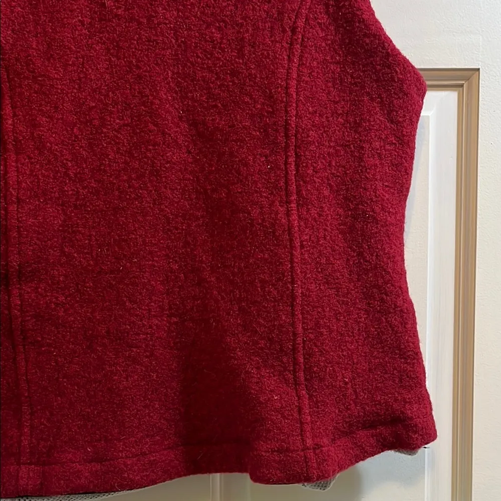 Woolrich Red Boiled Wool Mesh Lined Full Zip Up Vest - Size Small - Image 13