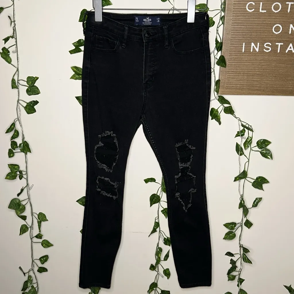 Hollister High-Rise Super Skinny Ripped Distressed Jeggings SHORT - Image 3