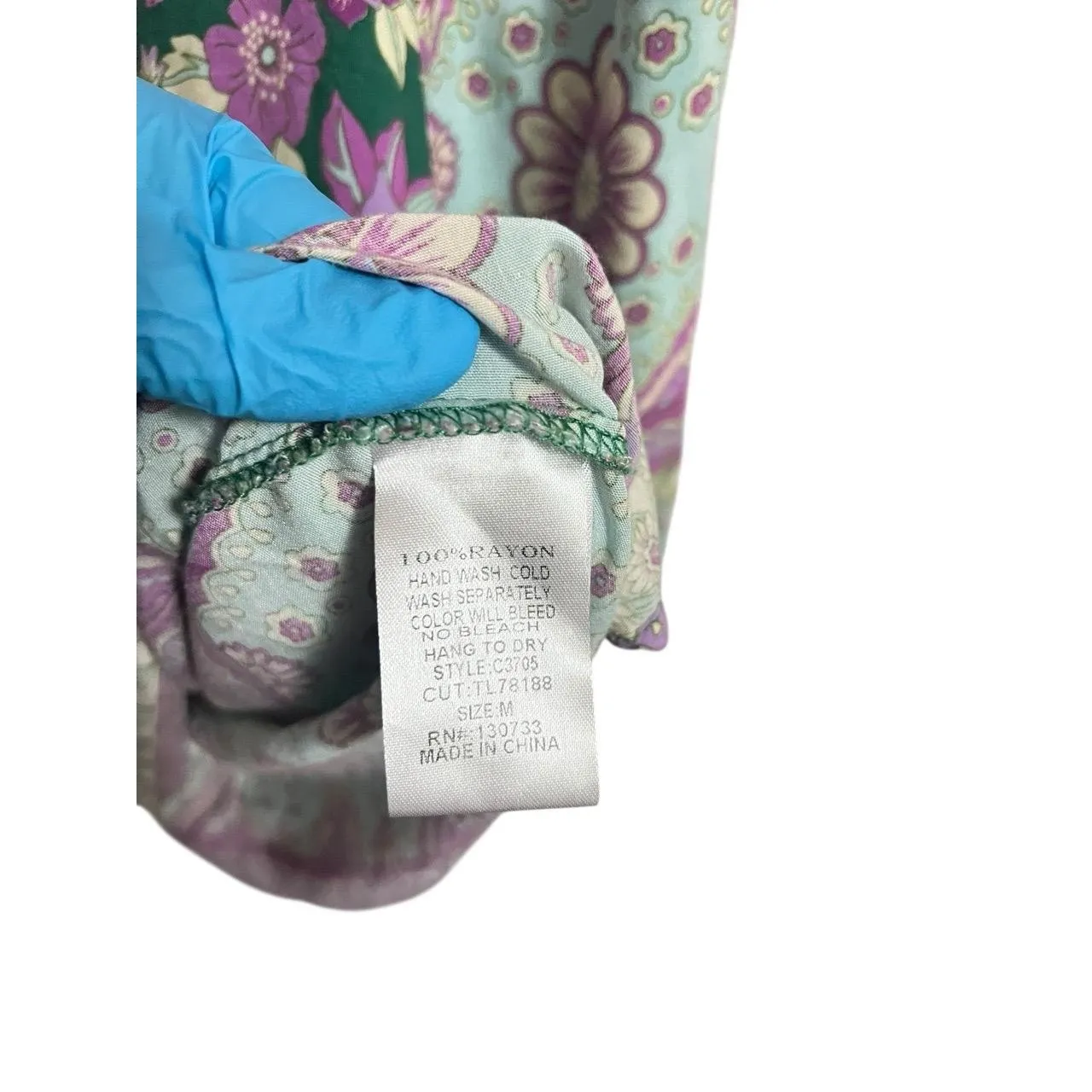 Umgee Top Womens Medium Purple Green Floral Bohemian Tassel Peasant - Image 6