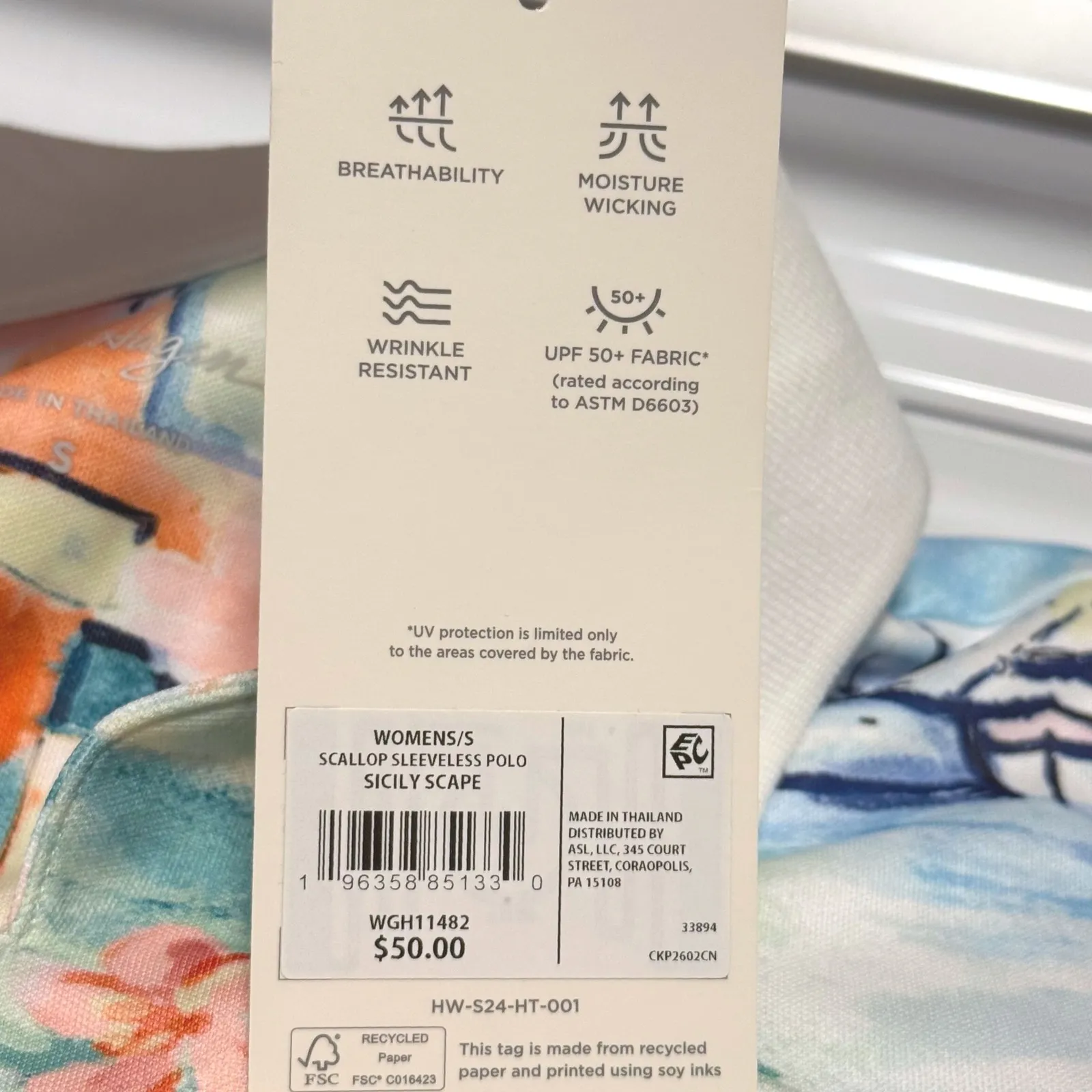 Walter Hagen Golf Polo Sleeveless Sicily Scape Print Breathable Women Size S White - Image 5