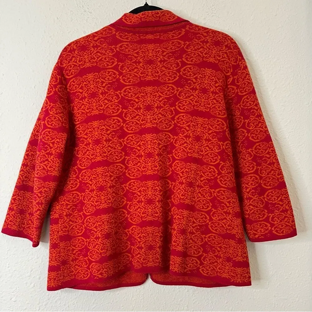 Chico's Wool Blend Knit Blazer Printed Cardigan Size 1 - Image 5