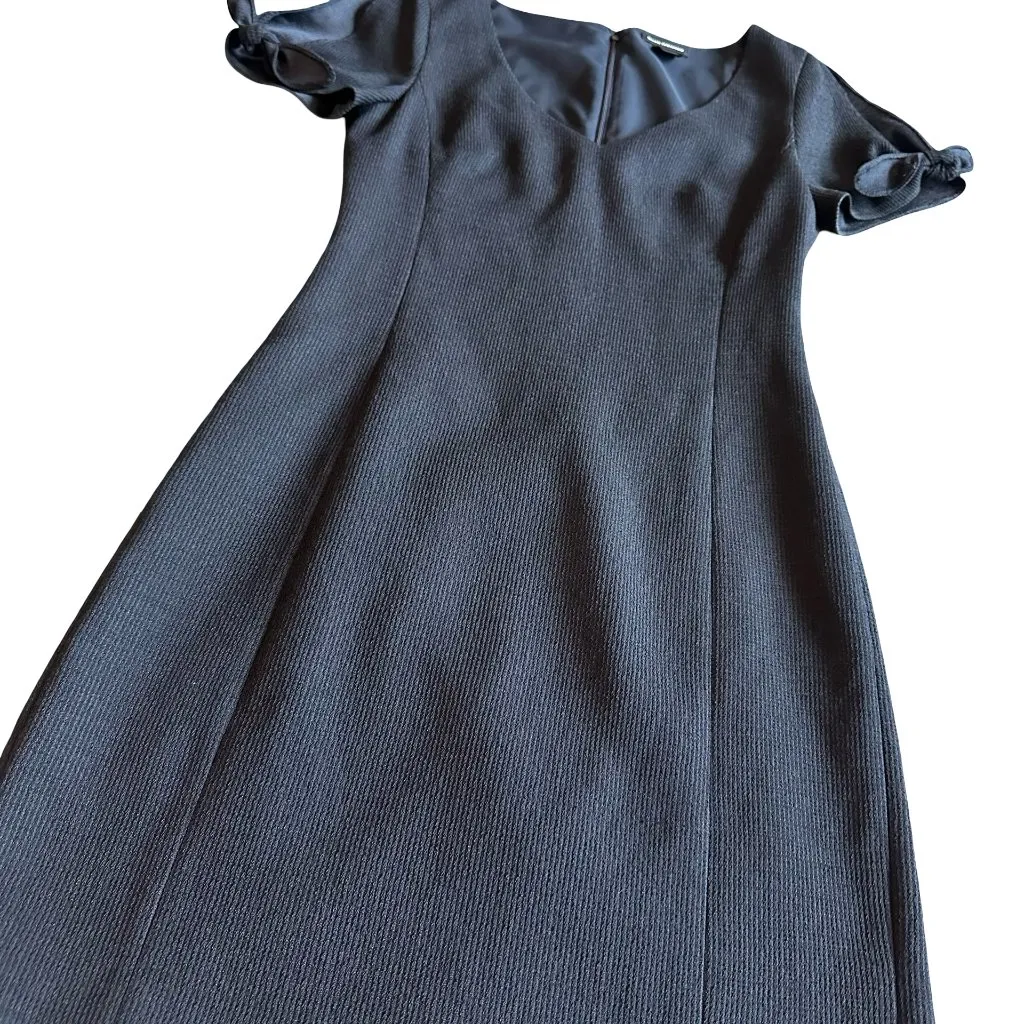 Club Monaco Navy Blue Sheath Dress Textured Fabric Short Bow Sleeves Size 4 - Image 5