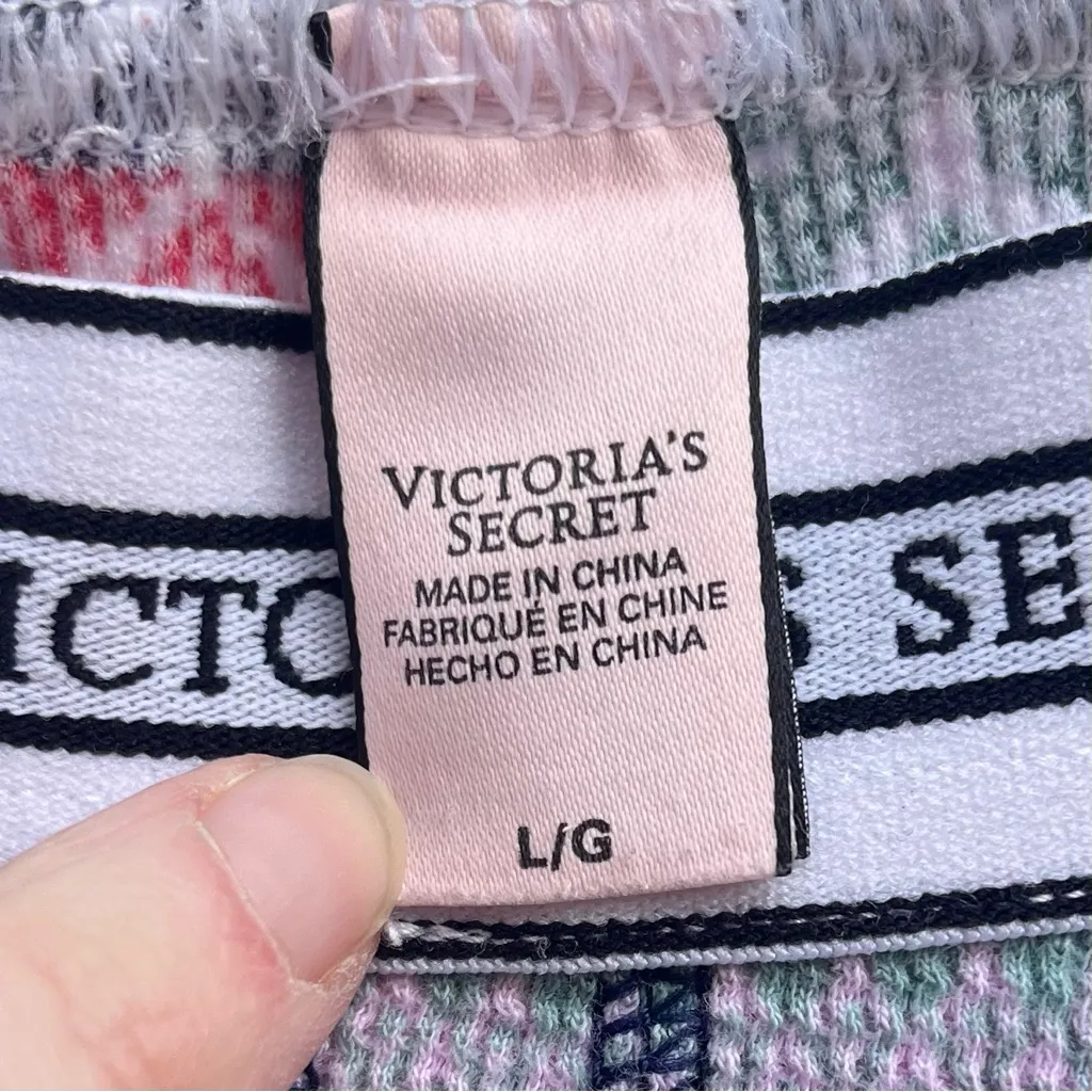 Victoria’s Secret Cotton Thermal Long Jane John Patchwork Pajama Set Size L - Image 8