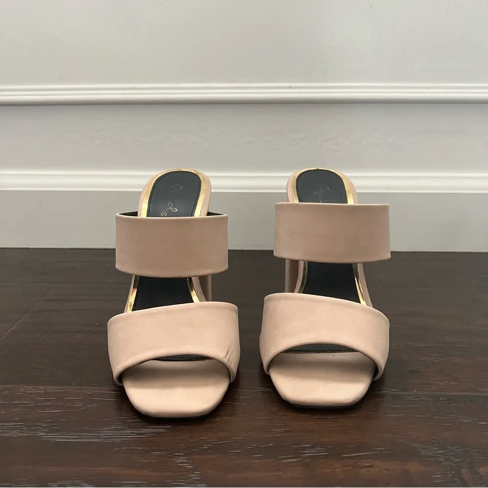 Square Peep Toe Double Band Chunky Heel Mules size 5.5 - Image 4