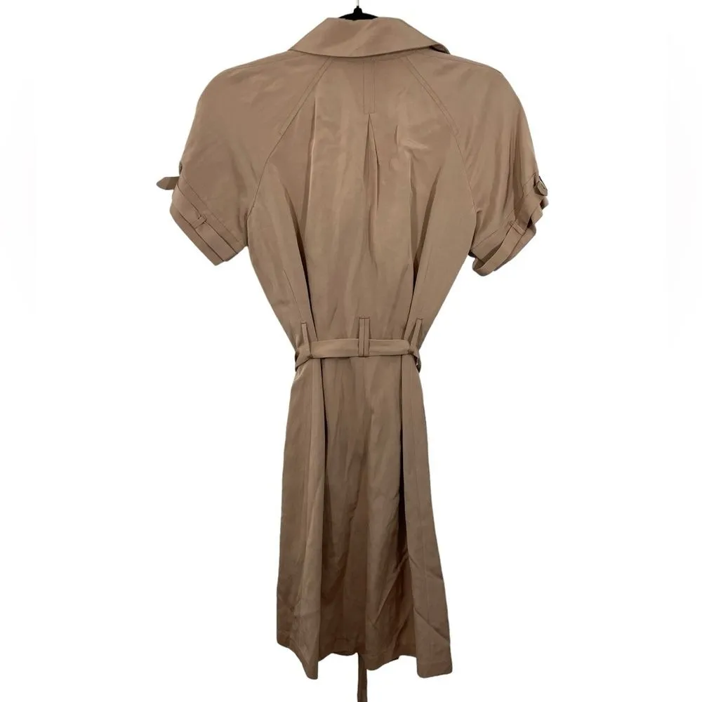 NWT‎ Banana Republic Trench Dress Size 4 Khaki Belted Pockets Full Zip - Image 3