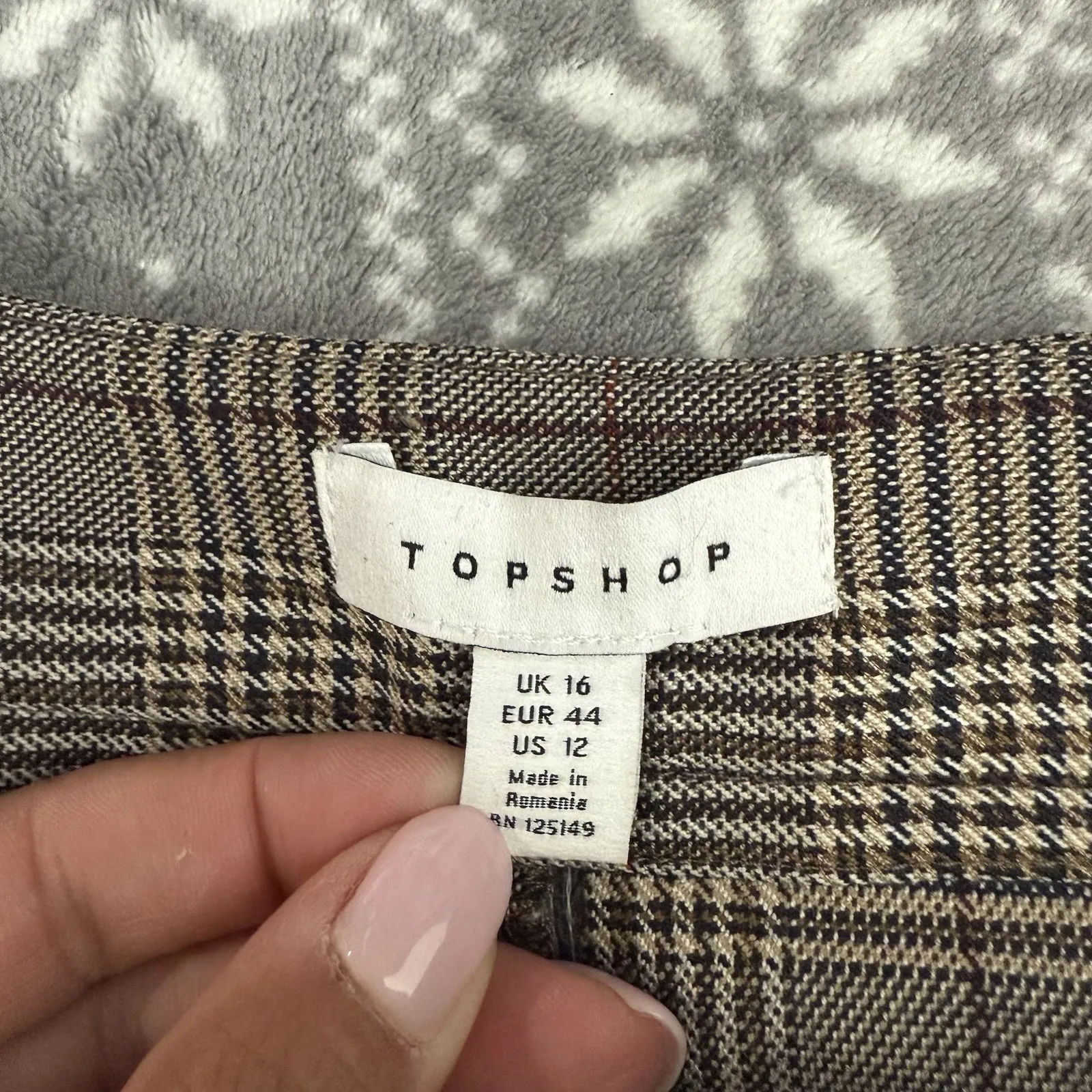 Topshop Women's Dress‎ Pants Glen Check Plaid Brown Tan Size 12 - Image 5
