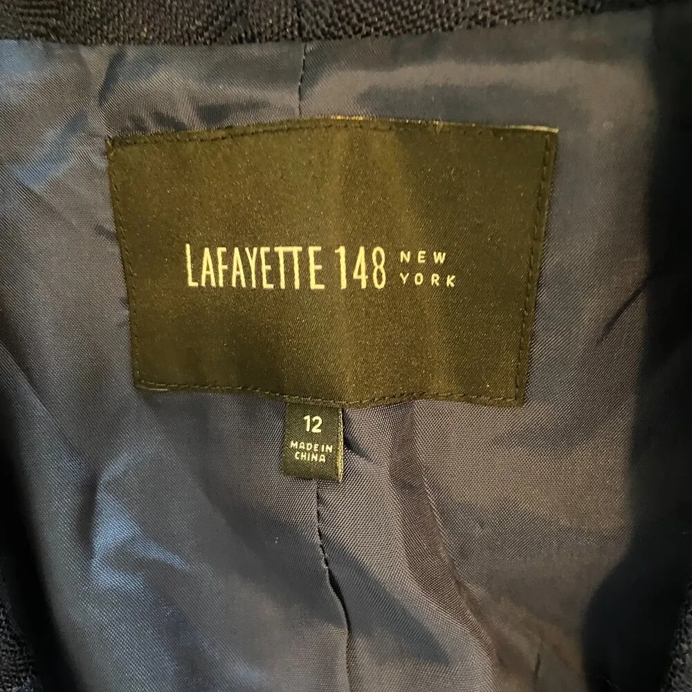 Lafayette 148 New York Blue Single Breast Blazer Sz 12 - Image 6