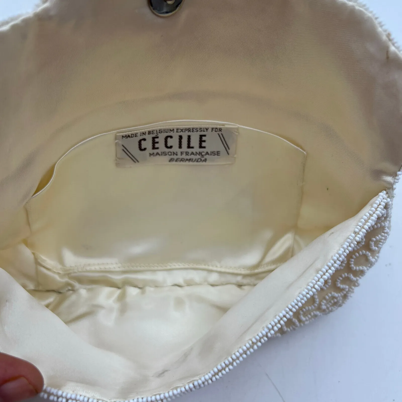 Vintage White Beaded Clutch Bag by Cecile - Image 3
