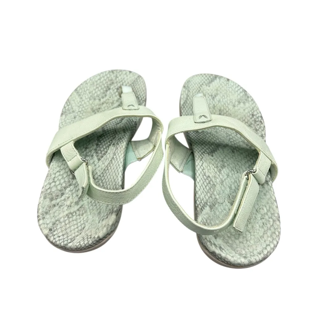 Vionic Women’s Tala Sandals Size 7.5 Mint Green Leather Snake Print Slingback - Image 7