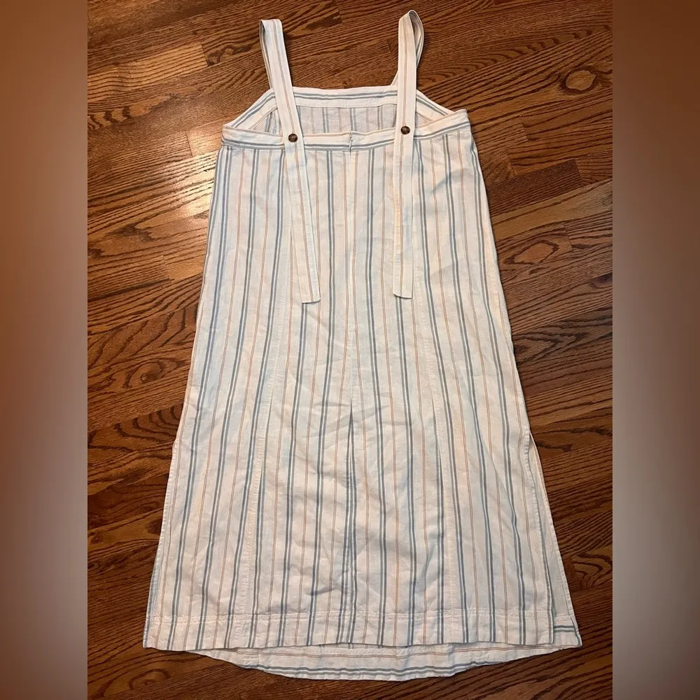 Madewell Linen-Cotton Princess-Seamed Midi Dress in Stripe
Size XL - Image 7