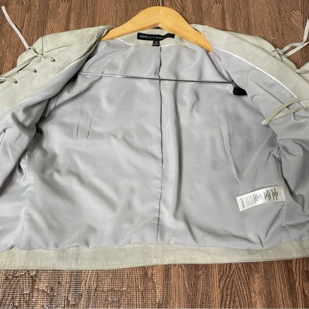 White house black‎ market genuine leather fringed open front Western jacket XS - Image 8