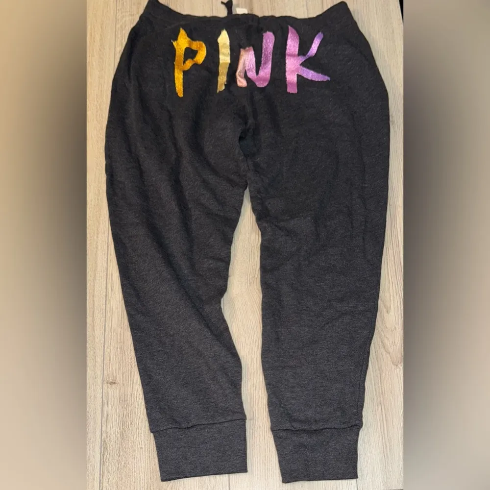 Victoria’s Secret pink bling sparkle sparkly jogger sweatpants crew sweatshirt - Image 2