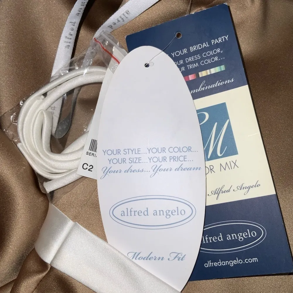 Alfred Angelo Cocktail Length Satin Strapless Gold & Cream Prom Formal Dress 8 - Image 8