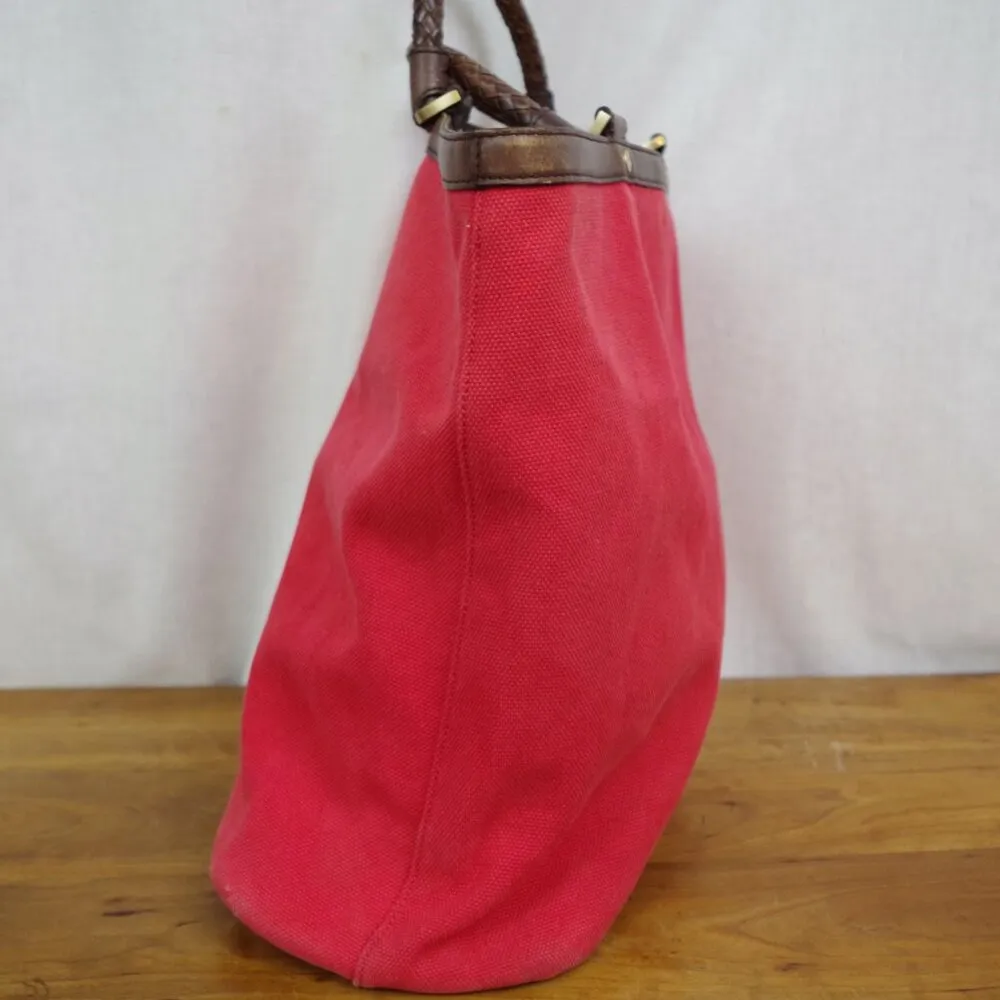Cole Haan Red Canvas Tote Bag With Leather Trim - Image 5