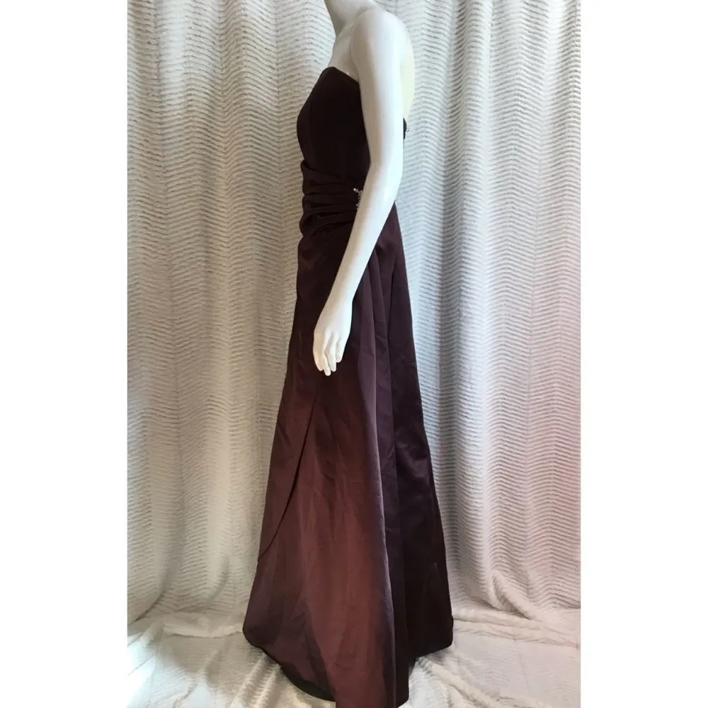 David's Bridal Brown Satin Bridesmaid's Dress (8) - Image 4