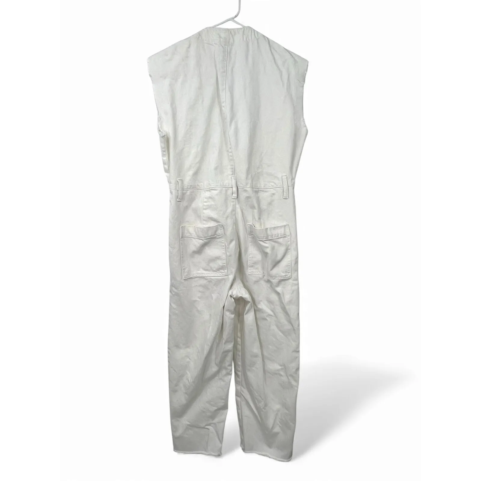 BLANK NYC XS womens Sleeveless White Denim Jumpsuit Coveralls One Piece no belt - Image 6