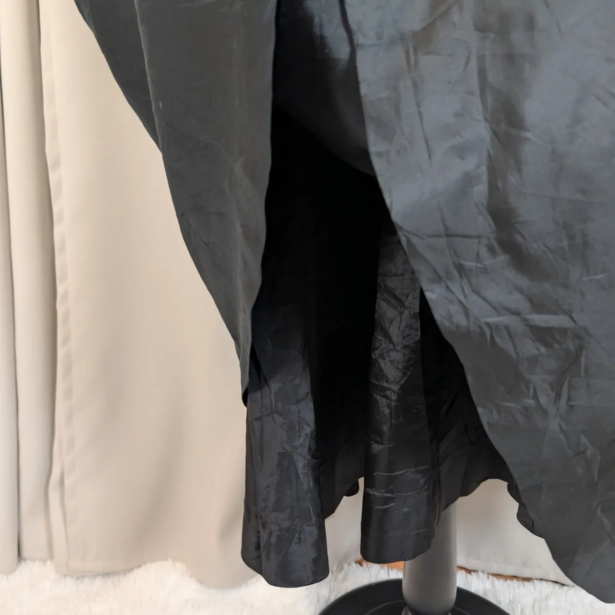 Vintage 1950s Black Lace Cocktail Dress Ruched Waist Full Skirt Mid-Century - Image 12