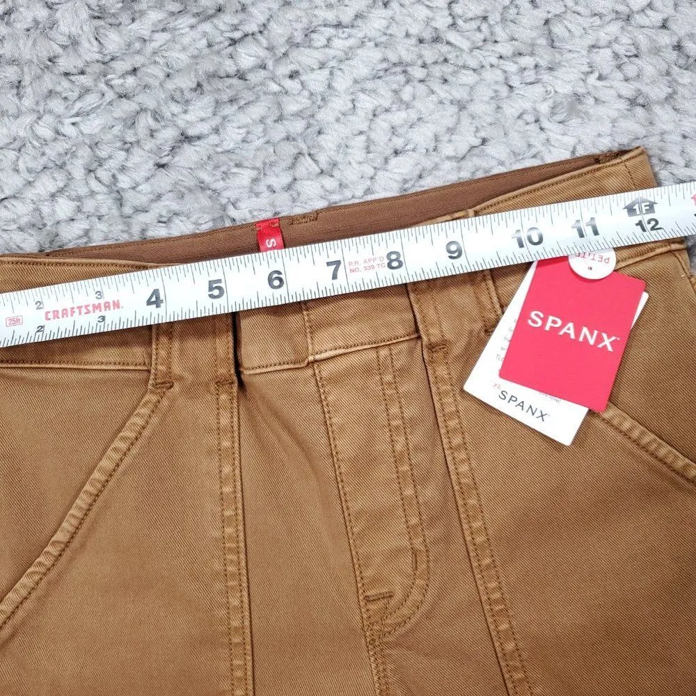 READ Spanx Stretch Twill Ankle Cargo Pant Size Small Petite Brown Pull On - Image 6