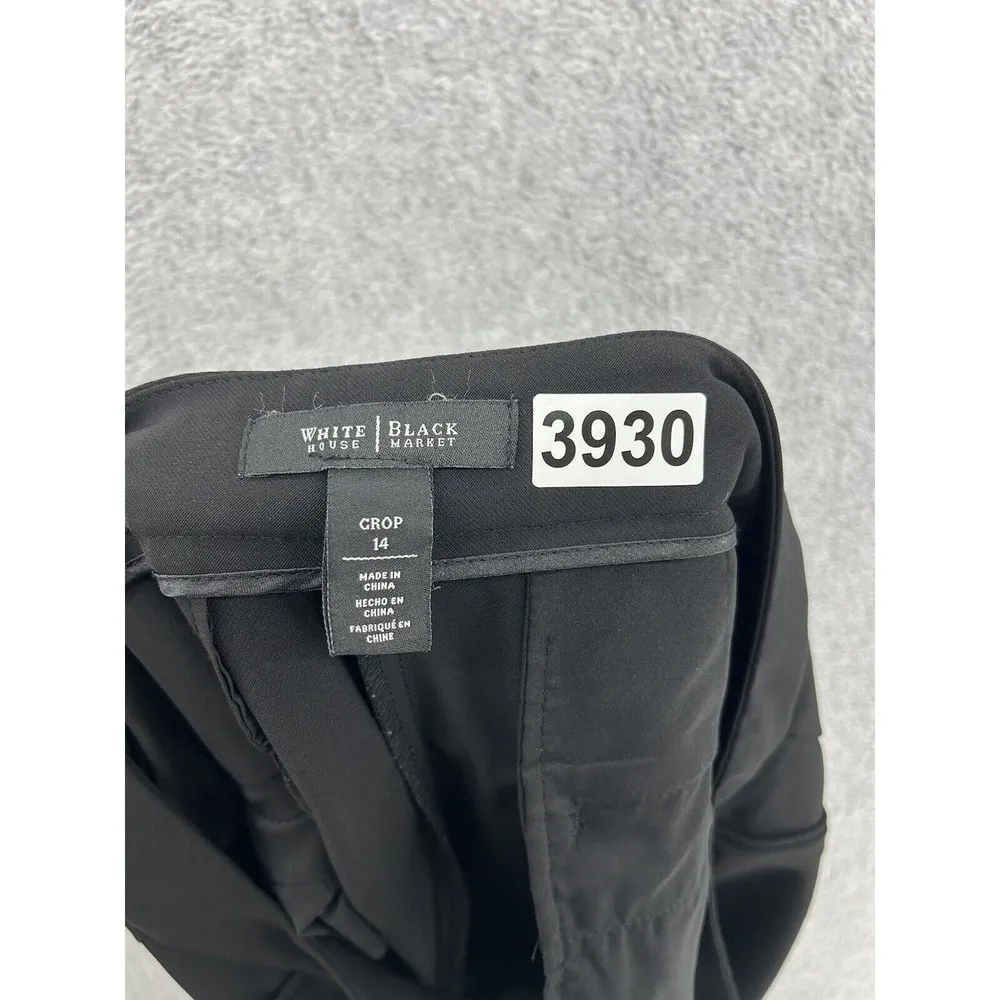 WHBM Women's Cropped Pants Solid Black Size 14 Straight Leg Slash Pockets Crease - Image 5